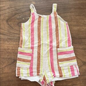 wonder nation White, Pink, Brown & Lime Stripe Sleeveless Romper